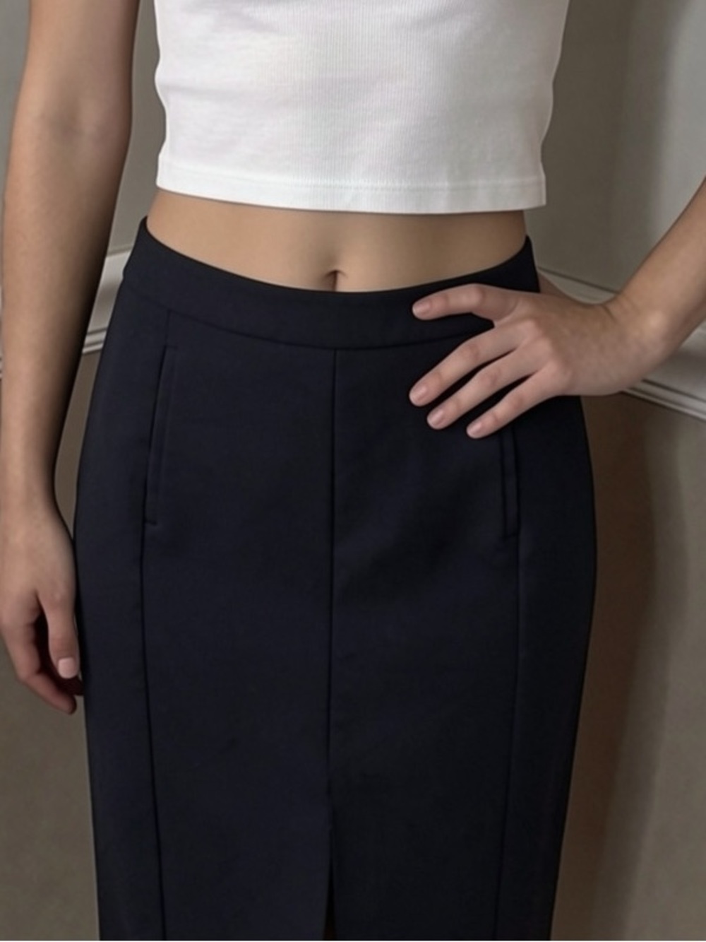 🤍 5 for $20! Zara dark navy blue High-Waist Pencil Skirt
